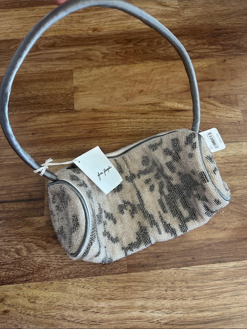 Free People Beige and Black Beaded Shoulder Bag